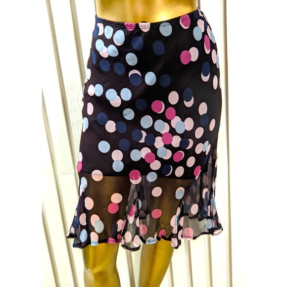 Tessuto Multicolor Pencil Skirt Midi 100% Silk Stretch Ruffle Hem Womens Size M - Picture 9 of 9